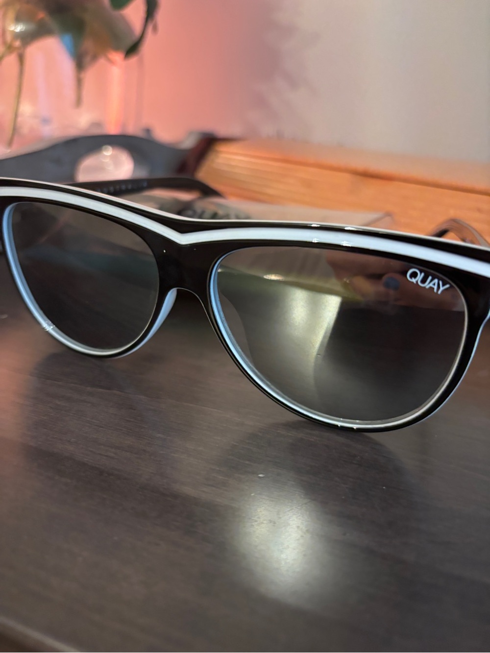 Quay Australia Black and White Cat-Eye Sunglasses